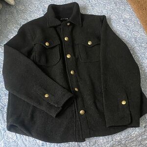 J. Crew Black Shirt Jacket with Gold Accents and Side Pockets